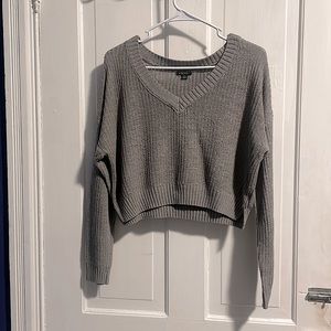 Wild Fable - Women’s Gray Long-Sleeve Cropped Knit Sweater | XS
